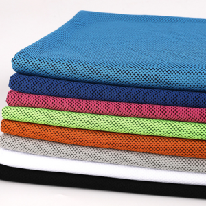fvz-7 50% Polyester 50% Nylon Mesh Cold Sense Cloth Solid Color Quick-drying Breathable Honeycomb Mesh Cooling Fabric for Sports Towel Two-color effect